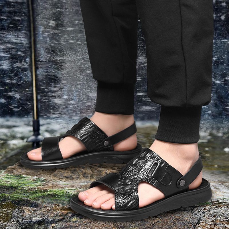 👞 Men's Leather Sandals – Outdoor & Indoor | Breathable & Comfortable 🏠🌿🚚